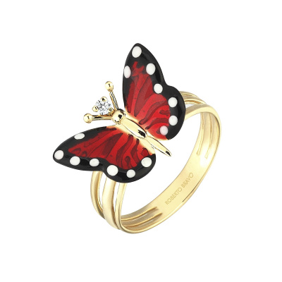 Золотое кольцо золотое с бриллиантом Monarch Butterfly MBR000002-01