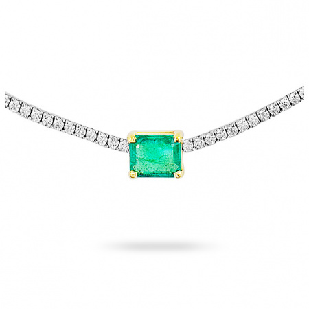 Золотое колье с бриллиантами и изумрудом Diamond Love ASLSY47