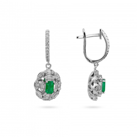 Золотые серьги с бриллиантами и изумрудами Diamond Love ER1225