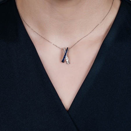 Золотое колье с бриллиантами и сапфирами Diamond Love P2045B5/ PIR89562