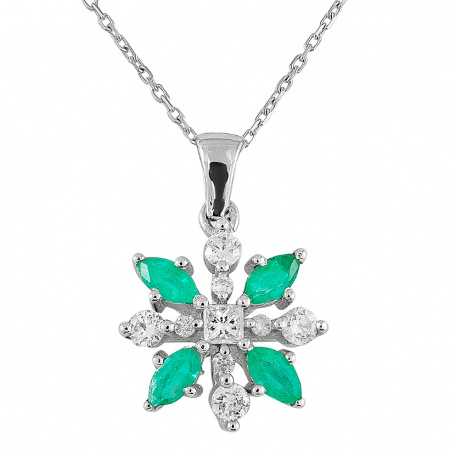 Золотое колье с бриллиантами и изумрудами Diamond Love PD1210