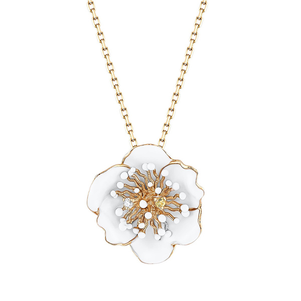 Золотая подвеска с бриллиантом и желтым сапфиром White Dreams WDP000008-00