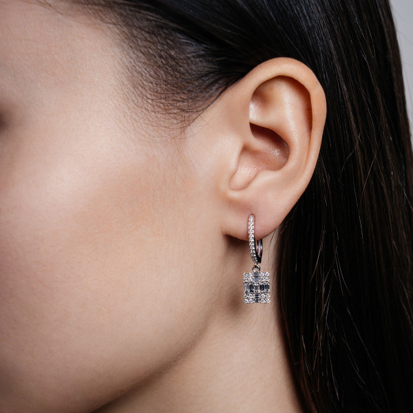 Золотые серьги с бриллиантами Baguette ER1213