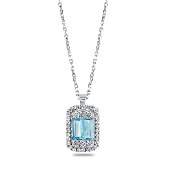 Золотое колье с бриллиантами и топазами Diamond Love AKL03257-W