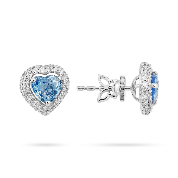 Золотые серьги Diamond Love с бриллиантами и сапфирами XAE12W-SPD