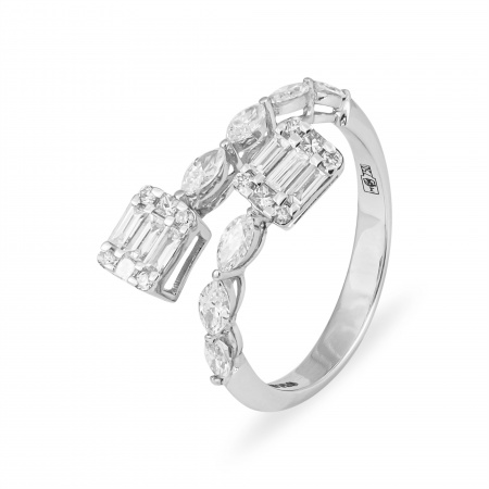 Золотое кольцо с бриллиантами Baguette PRA-0361R-W