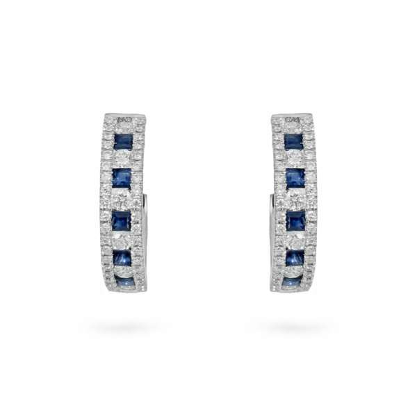 Золотые cерьги с бриллиантами и сапфирами Diamond Love ER0021-SAPP