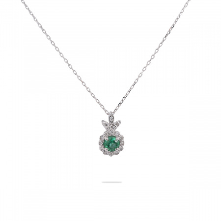Золотое колье с бриллиантами и изумрудами Diamond Love XAN24W-EMD