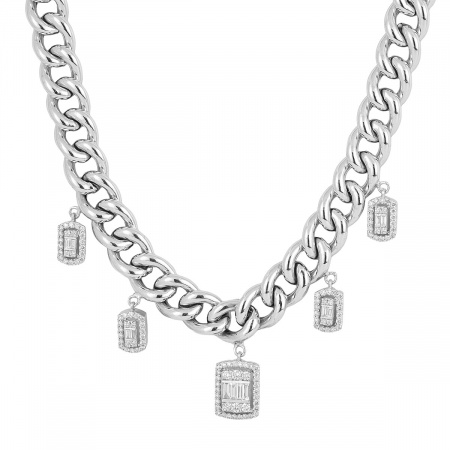 Золотое колье с бриллиантами Baguette TP-5153N-W