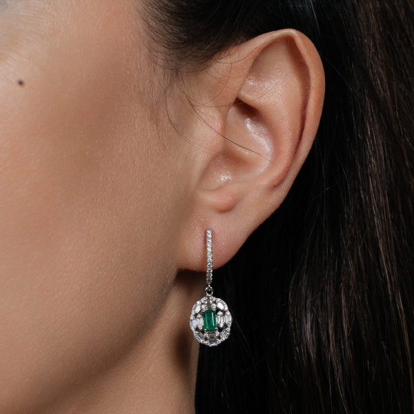 Золотые серьги с бриллиантами и изумрудами Diamond Love ER1225