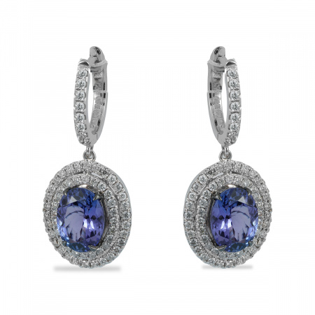Золотые серьги с бриллиантами и танзанитами Diamond Love AKP0880