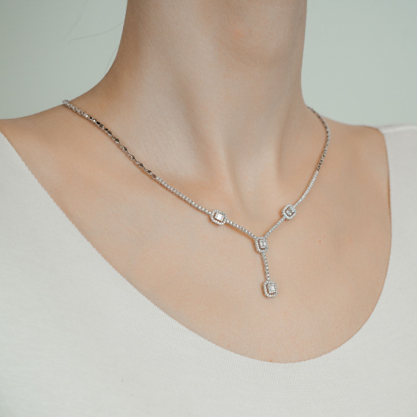 Золотое колье с бриллиантами Baguette NK2093