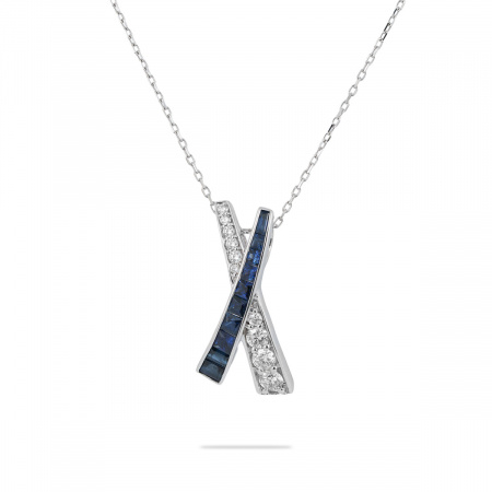 Золотое колье с бриллиантами и сапфирами Diamond Love P2045B5/ PIR89562