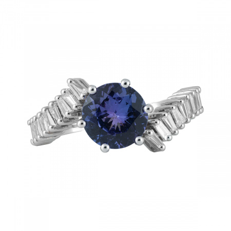 Золотое кольцо с бриллиантами и танзанитом Diamond Love OZR020-W-TAN