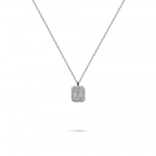 Золотое колье с бриллиантами Baguette OKL03288-W