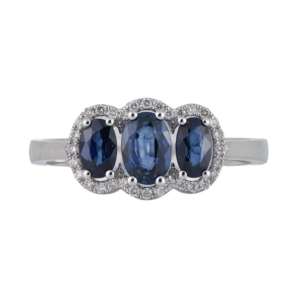 Золотое кольцо с бриллиантами и сапфирами Diamond Love AYZ01068