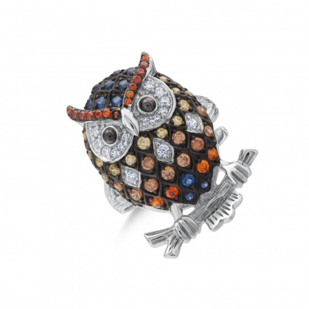Серебряное кольцо (сова) с фианитами SYR17X166E