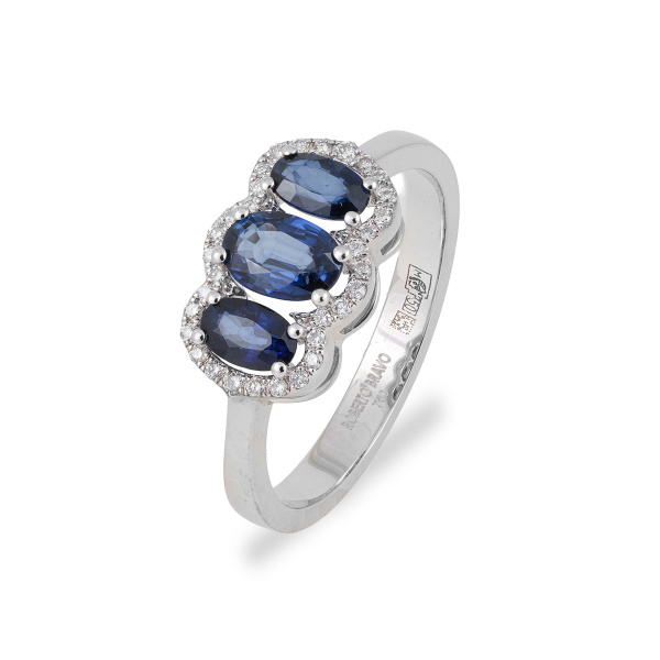 Золотое кольцо с бриллиантами и сапфирами Diamond Love AYZ01068