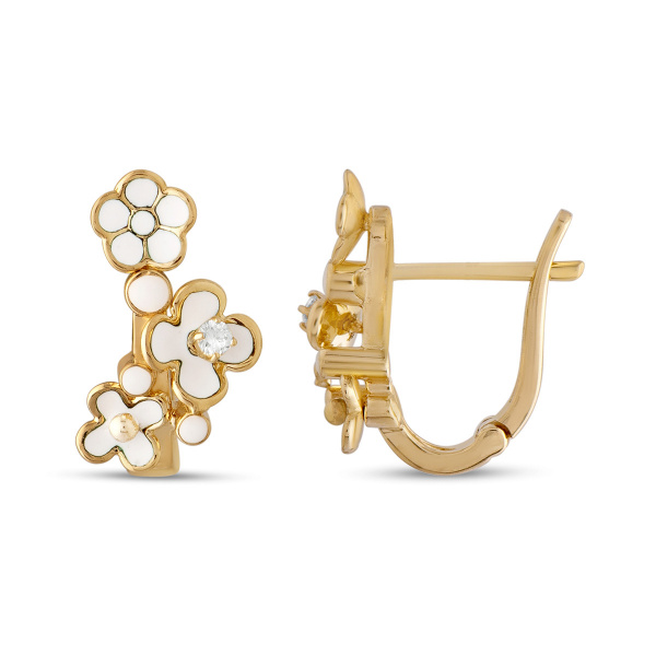 Золотые серьги с бриллиантами White Dreams WDE000012-00