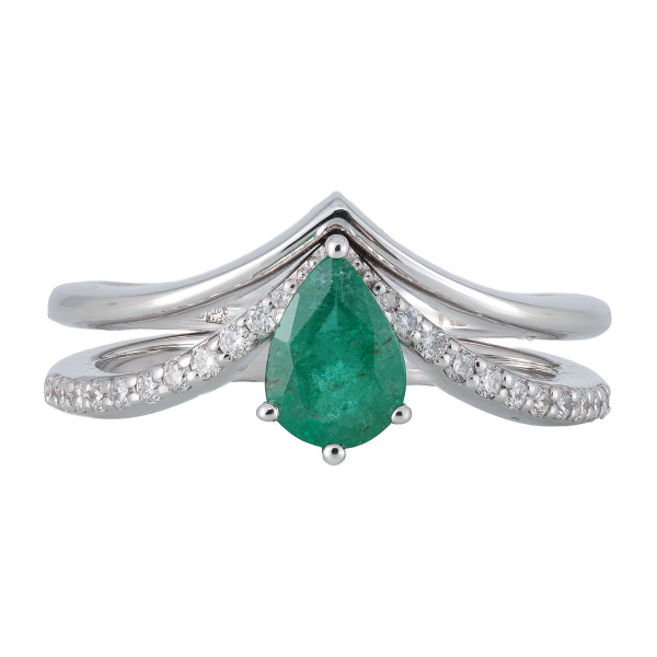 Золотое кольцо с бриллиантами и изумрудом Diamond Love OZR021-W-EM