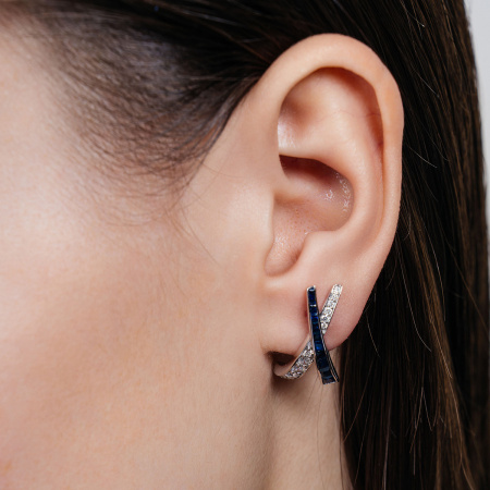 Золотые серьги с бриллиантами и сапфирами Diamond Love E2391B5