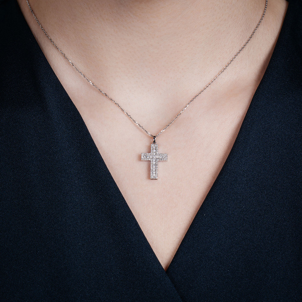 Золотое колье в форме креста с бриллиантами Diamond Love OZHC14-W