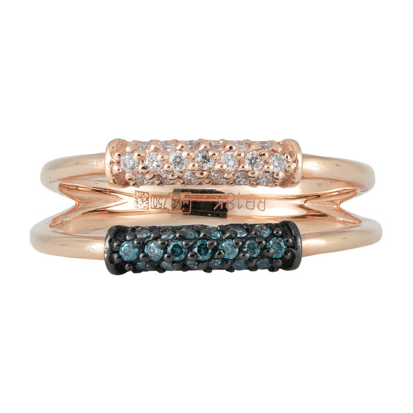 Золотое кольцо с голубыми бриллиантами Naviblue R2986