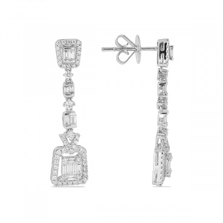 Золотые серьги с бриллиантами Baguette KE06296