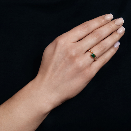 Золотое кольцо с бриллиантами и изумрудом Diamond Love 10651G-EM