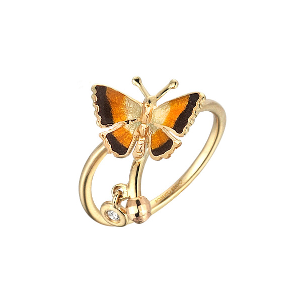 Золотое кольцо с бриллиантом и эмалью Noah`s Ark NHR000005-01