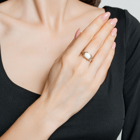 Кольцо золотое с бриллиантом и агатом White Dreams WDHR0025-00