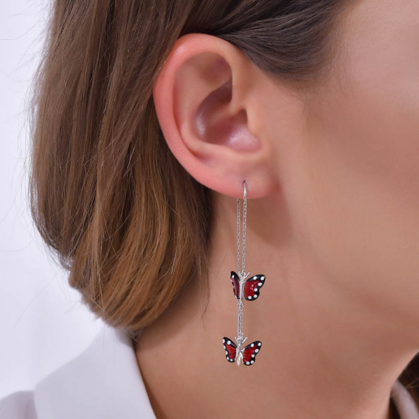 Серебряные серьги с фианитами Monarch Butterfly 925 MBXE0021-CZ