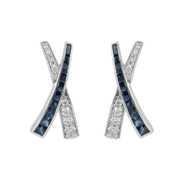 Золотые серьги с бриллиантами и сапфирами Diamond Love E2391B5