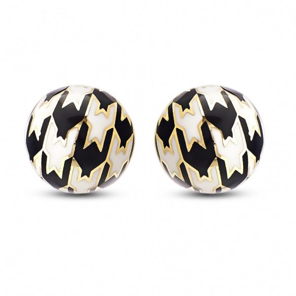 Золотые серьги с эмалью Pied De Poule PPE000013-00