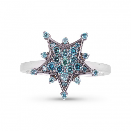 Золотое кольцо с голубыми бриллиантами Naviblue MT64-BD-W