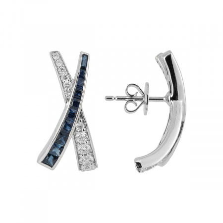 Золотые серьги с бриллиантами и сапфирами Diamond Love E2391B5