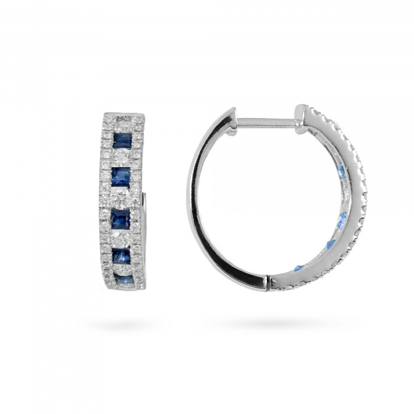 Золотые cерьги с бриллиантами и сапфирами Diamond Love ER0021-SAPP