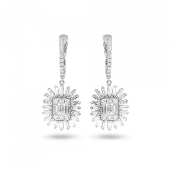 Золотые серьги с бриллиантами Baguette ER1090