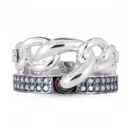 Золотое кольцо Naviblue с голубыми бриллиантами R3046