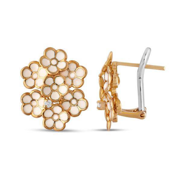 Золотые серьги White Dreams с бриллиантами WDE000033-00