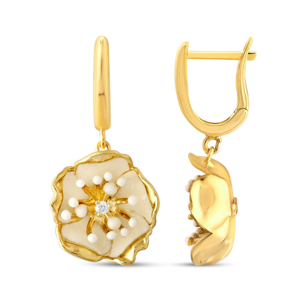 Золотые серьги с бриллиантами White Dreams WDE000008-00